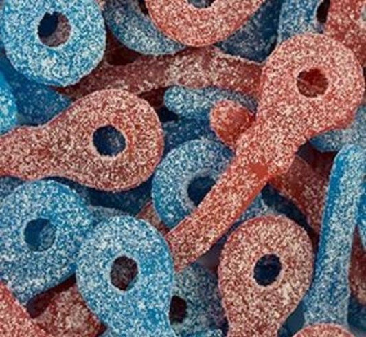 Tétines bleu et rouge acidulées